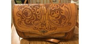 Vintage Western Tooled Leather Shoulder Bag Floral Saddle Purse Boho 13”